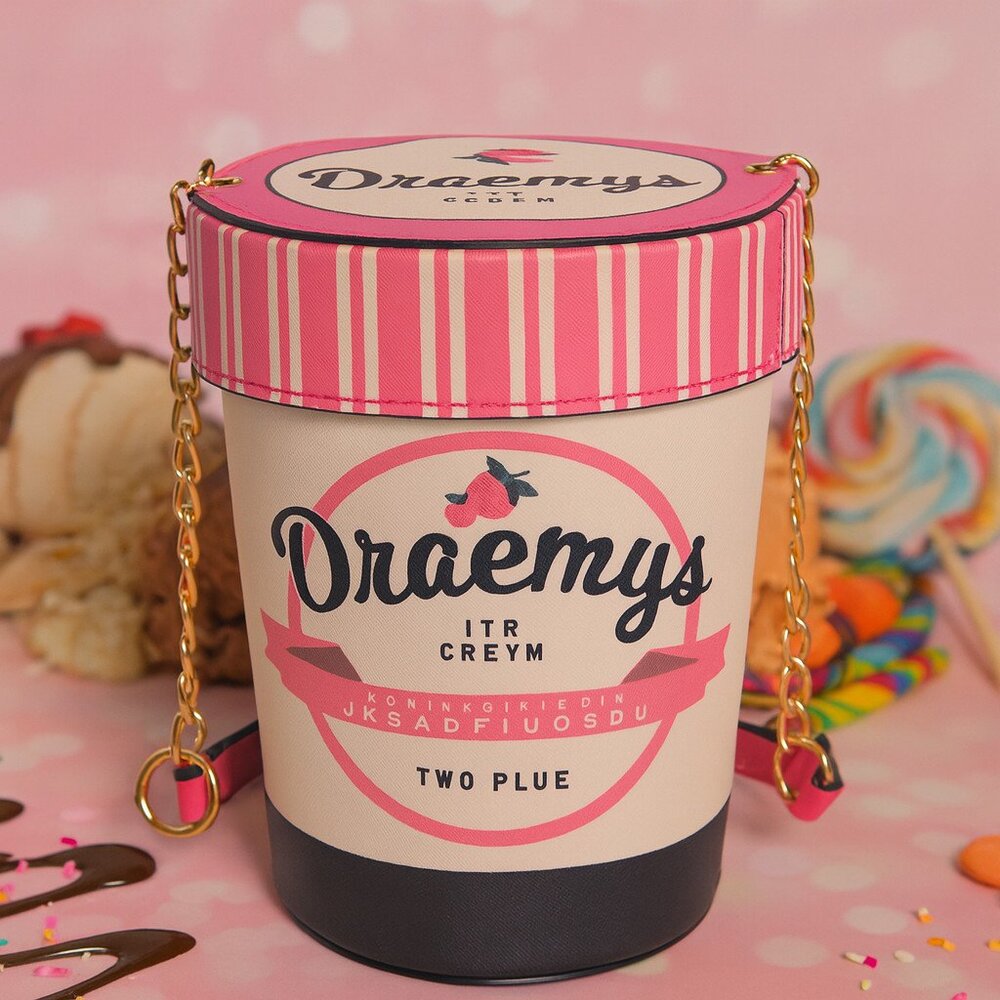 Draemys Ice Cream Pint Novelty Crossbody Bag – Adorable Statement Purse! 🍓